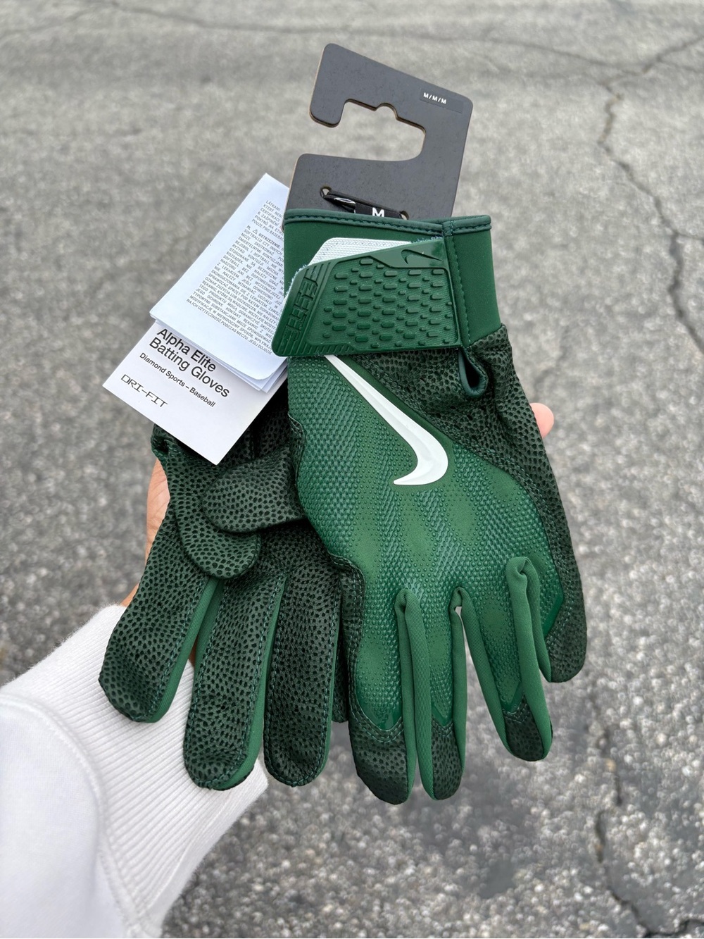 Nike Alpha Elite Baseball Batting Gloves Hunter Green Men’s Size Medium
